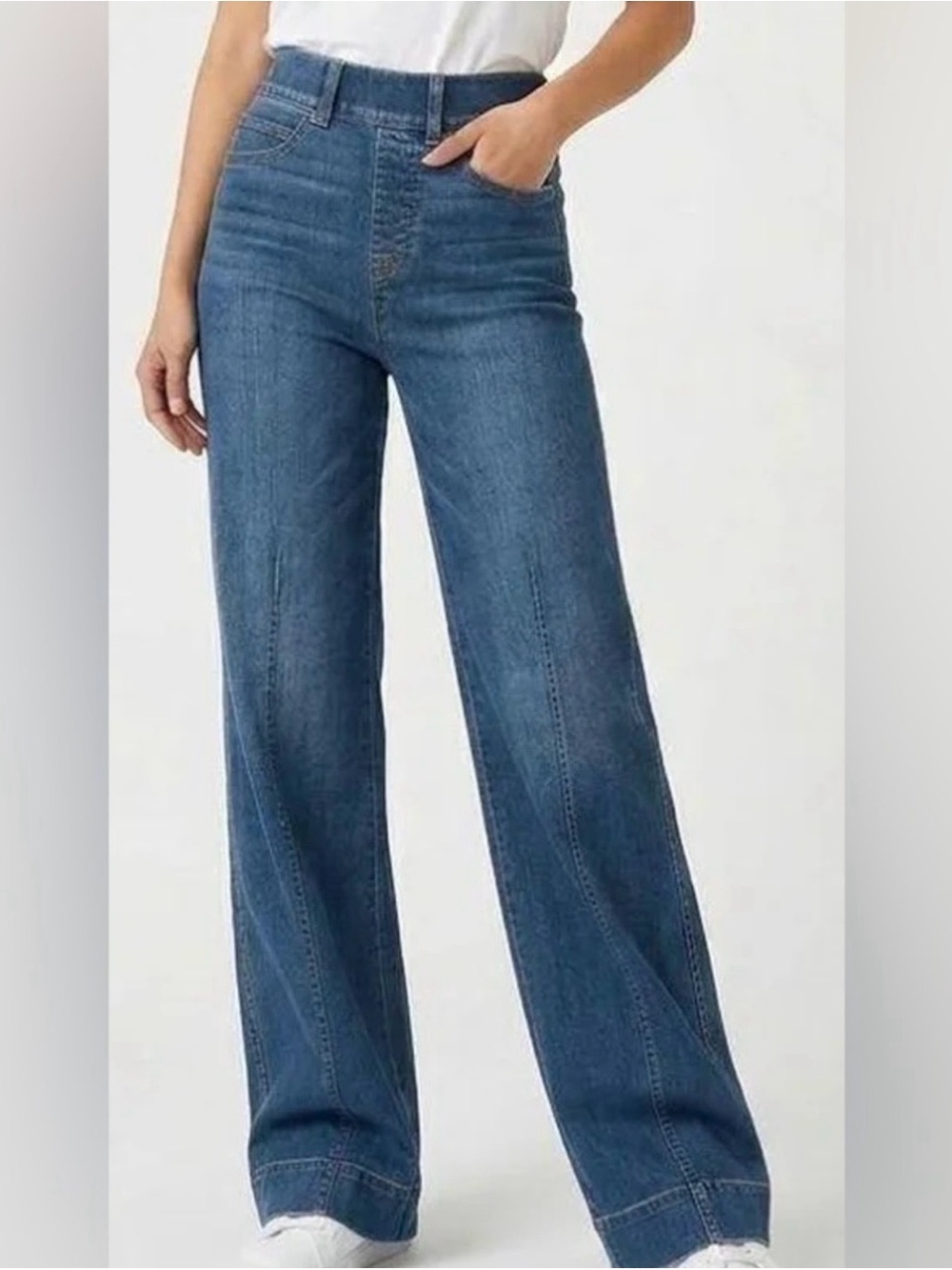 SPANXshape authentic 360 Wide-Leg High-Rise Jeans in Vintage indigo